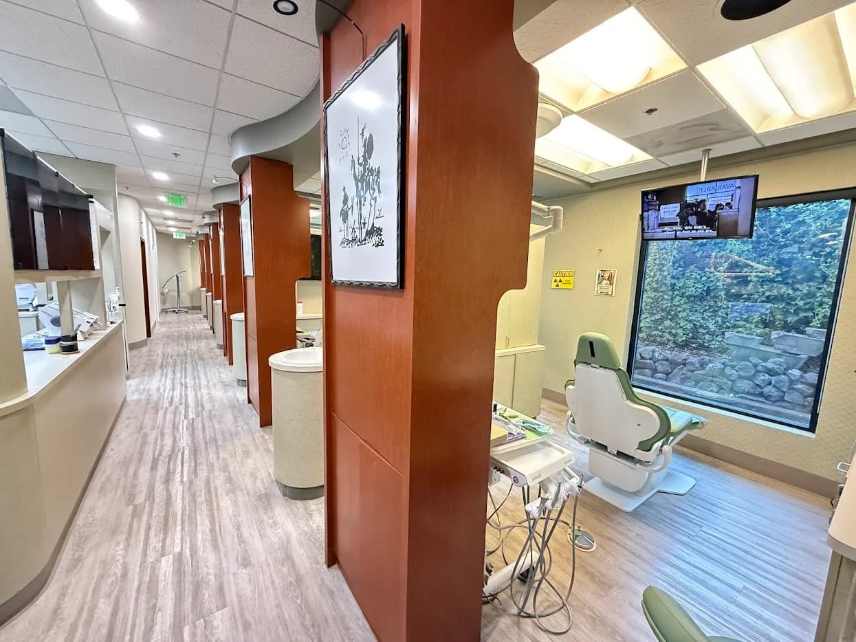 Quiet, bright hallway leading to operatories