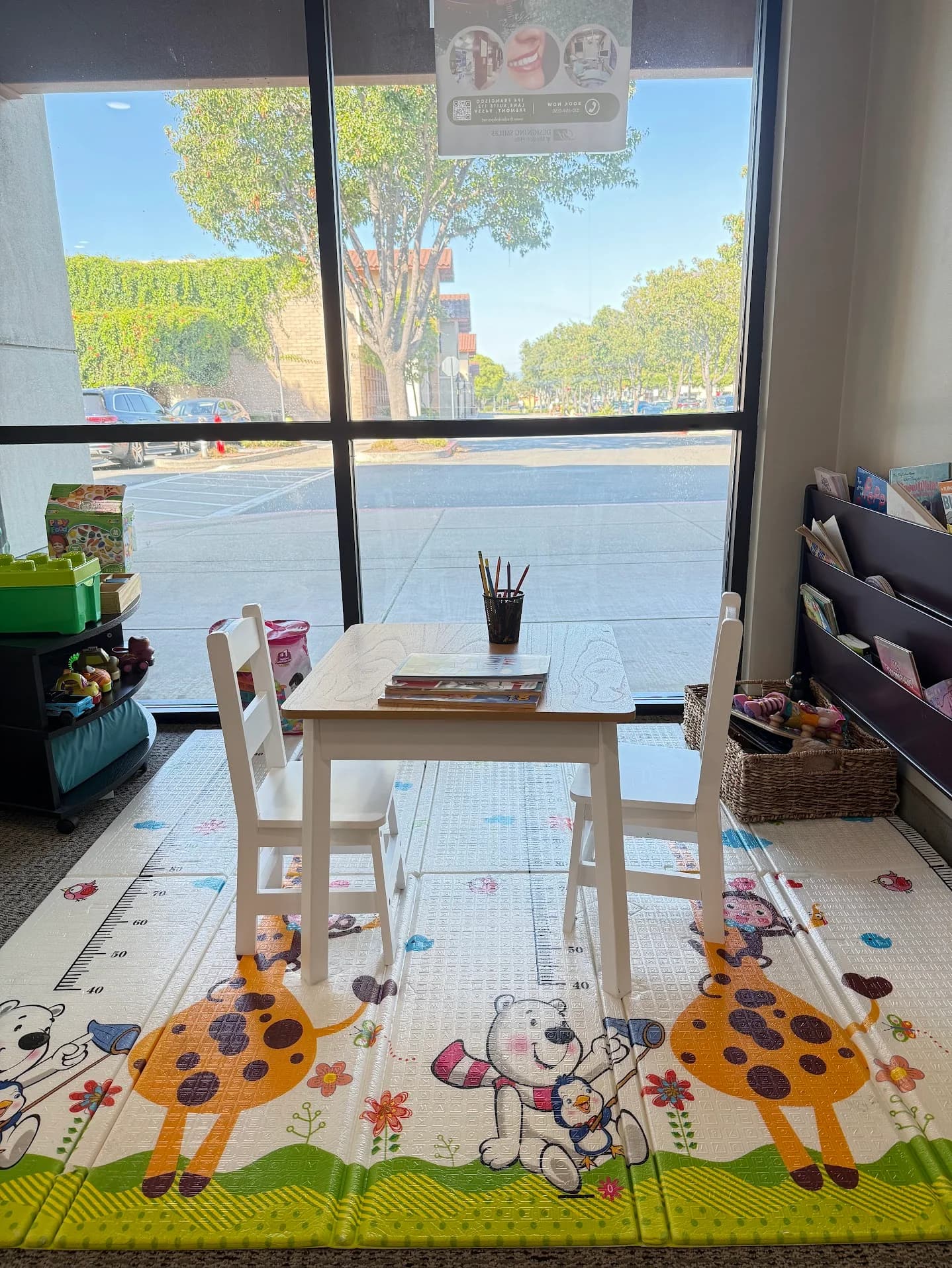 Kids corner with books and activities