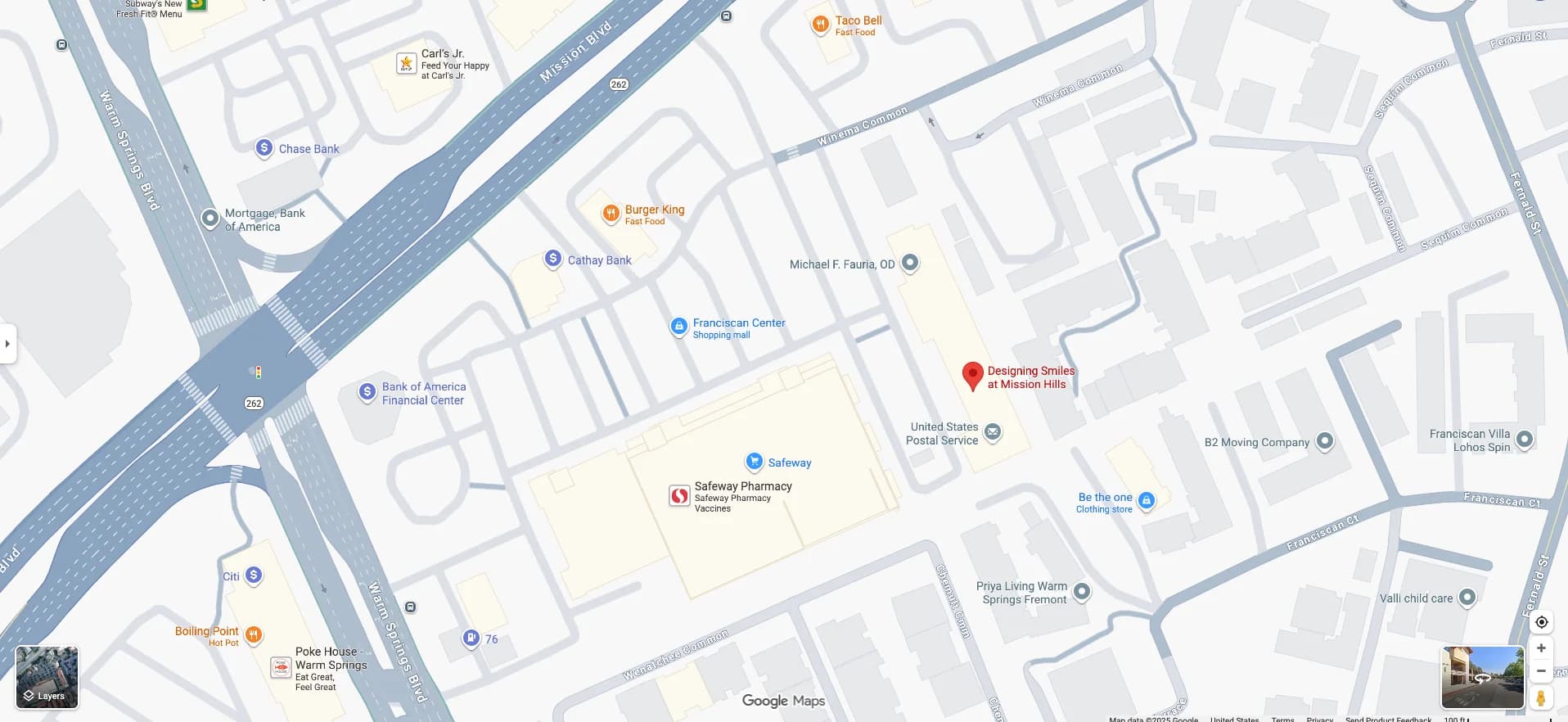 Map showing Fremont Town Center location