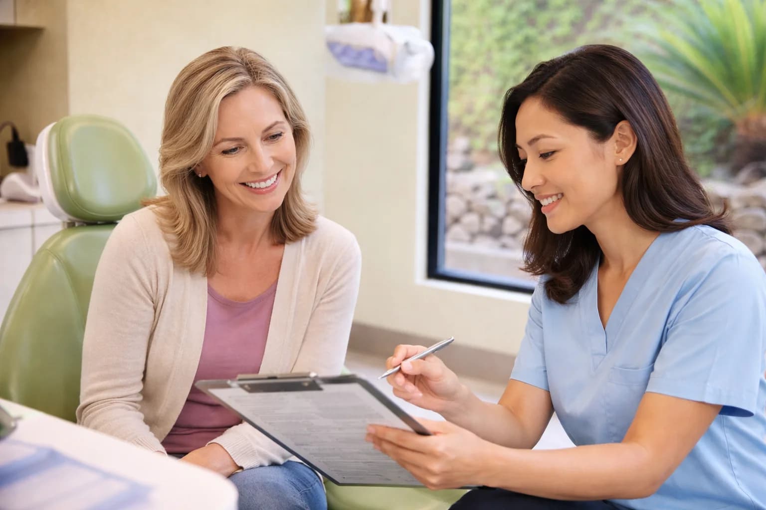 Patient reviewing dental financing options
